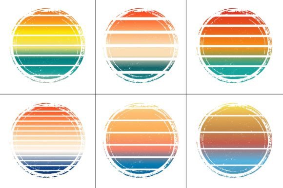 Sunset Retro Vintage Grunge Background Bundle