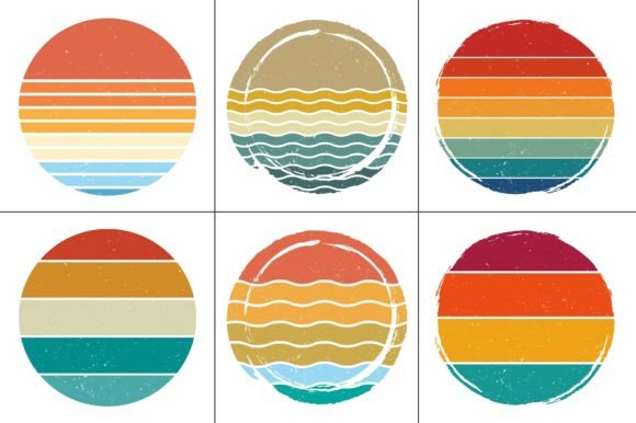 Sunset Retro Vintage Grunge Background Bundle