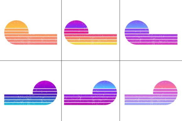 Sunset Retro Vintage Grunge Background Bundle
