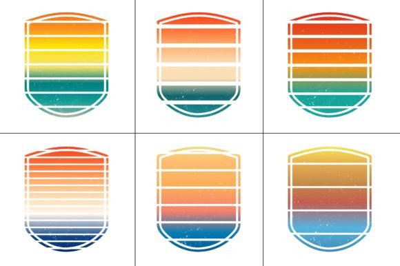 Sunset Retro Vintage Grunge Background Bundle