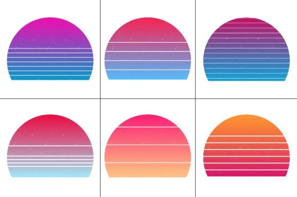 Sunset Retro Vintage Grunge Background Bundle