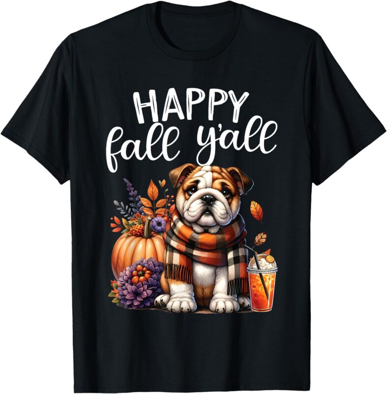 Thankful Grateful Blessed English Bulldog Fall Y’all Autumn T-Shirt