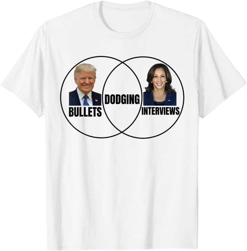 Trump Dodging Bullets Interviews Kamala Venn Diagram Funny T-Shirt