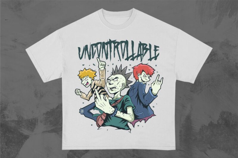 Street Punk T-shirt Designs Bundle Vector, Editable Graphic tshirt