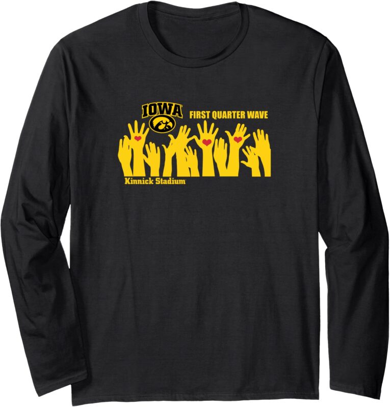 University Iowa Football First Quarter Wave, Kinnick Stadium Long Sleeve T-Shirt