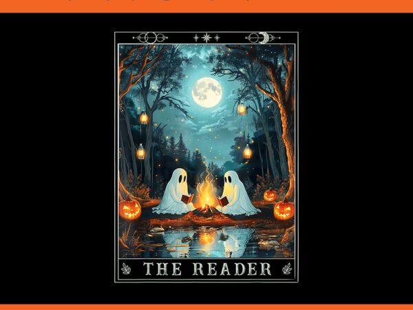 Spooky ghost reading book tarot card png, the reader bookish tarot card png t shirt template vector Spooky ghost reading book tarot card png, the reader bookish tarot card png t shirt template vector