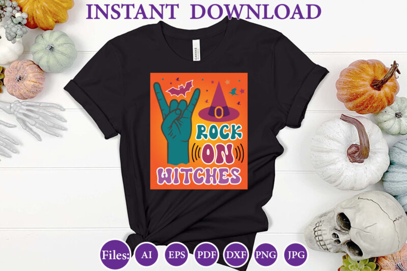 Rock on witches, Halloween, Halloween design, Halloween file, Halloween Vector, Sarcastic, Dxf, Eps, Png, Silhouette, Cricut, Cameo, Digital