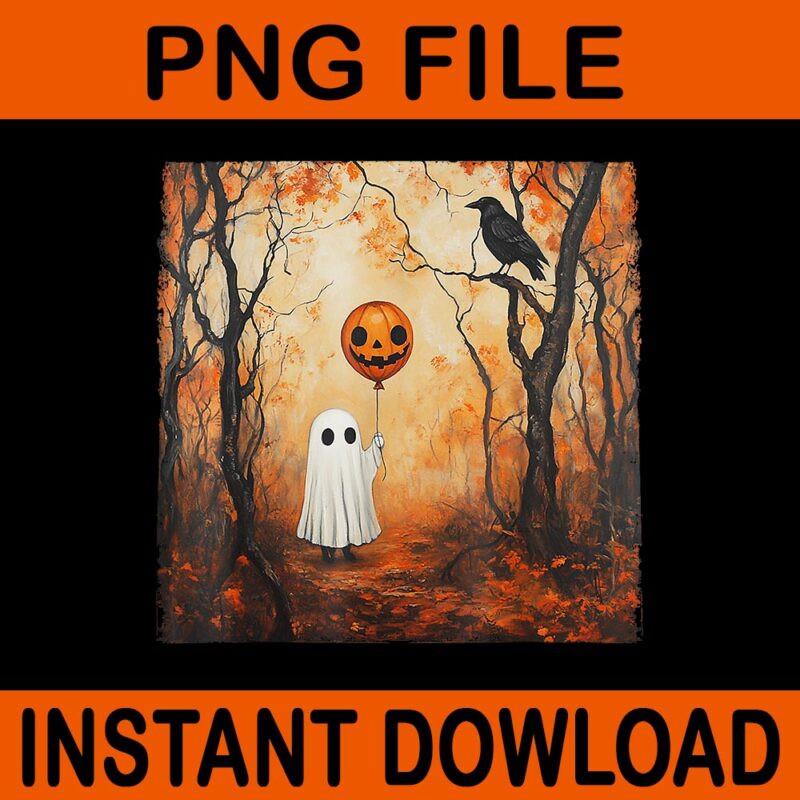 Vintage Ghost Pumpkin Gothic Halloween Spooky Season PNG