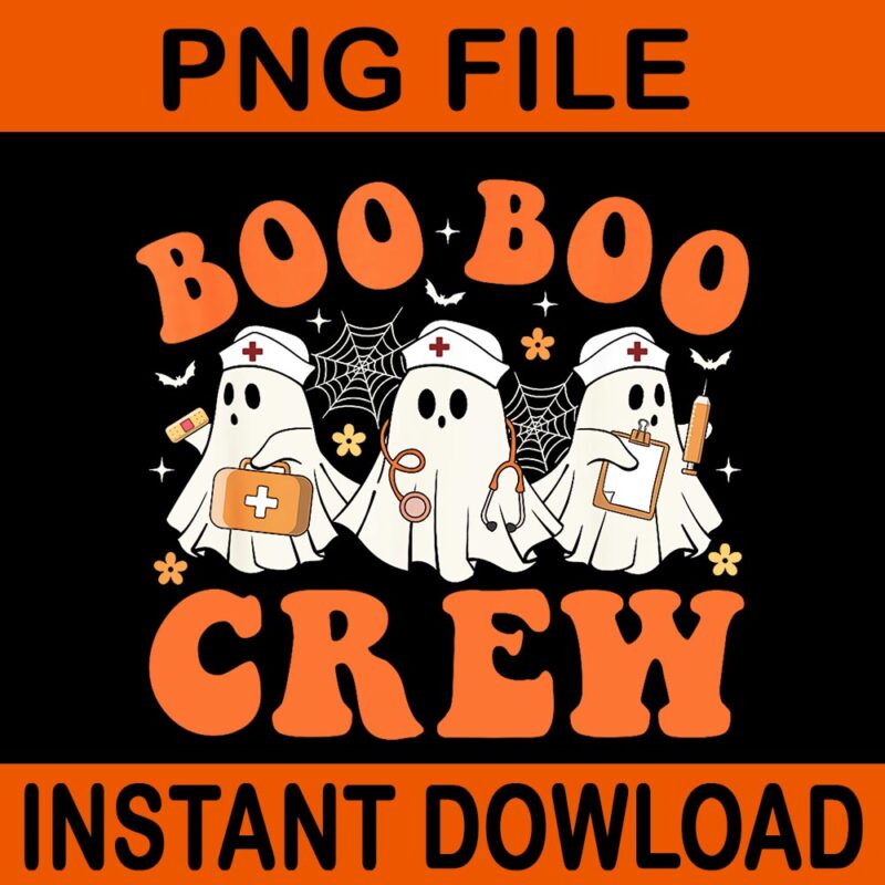 Boo Boo Crew Nurse Ghost Scrub Nursing Halloween PNG