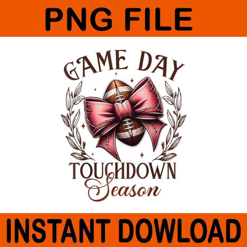 Coquette Bow Leopard Football Game Day Touchdown Season PNG