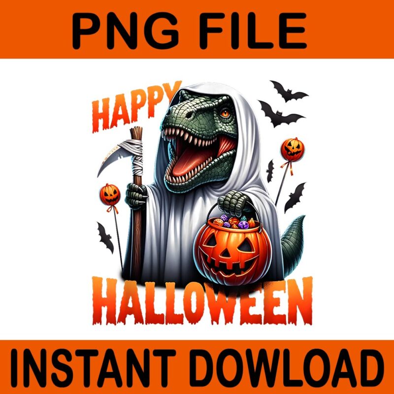 Pumpkin Halloween Skeleton Riding Mummy Dinosaur T rex PNG
