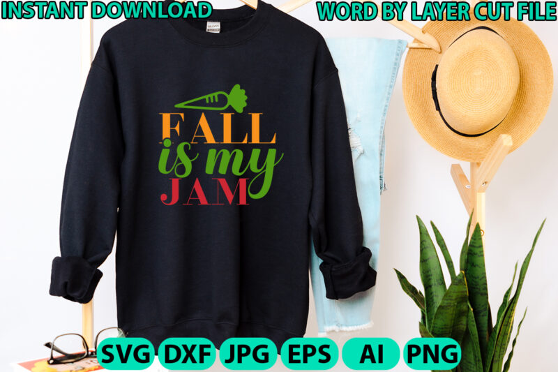 Fall is my jam, Fall svg, Autumn SVG File, Pumpkin SVG File, Seasonal, Cricut, Silhouette, Cut Files, Digital, Instant Download, Fall SVG Bu
