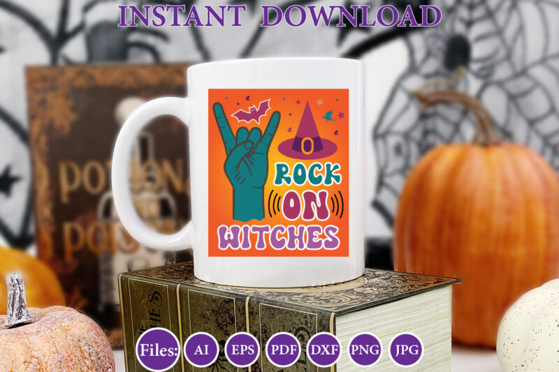 Rock on witches, Halloween, Halloween design, Halloween file, Halloween Vector, Sarcastic, Dxf, Eps, Png, Silhouette, Cricut, Cameo, Digital