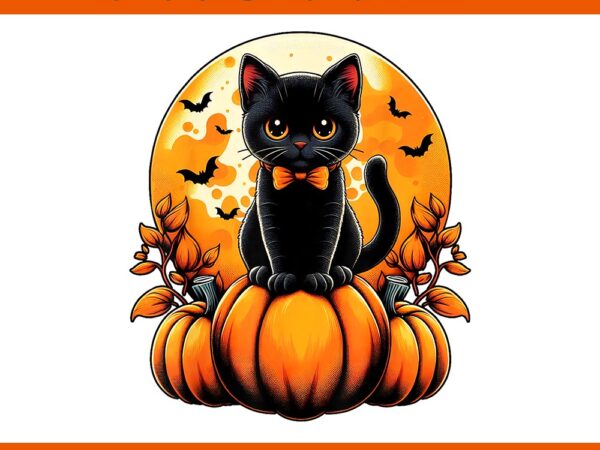 Black cat pumpkin halloween costume fall autumn season png t shirt template Black cat pumpkin halloween costume fall autumn season png t shirt template