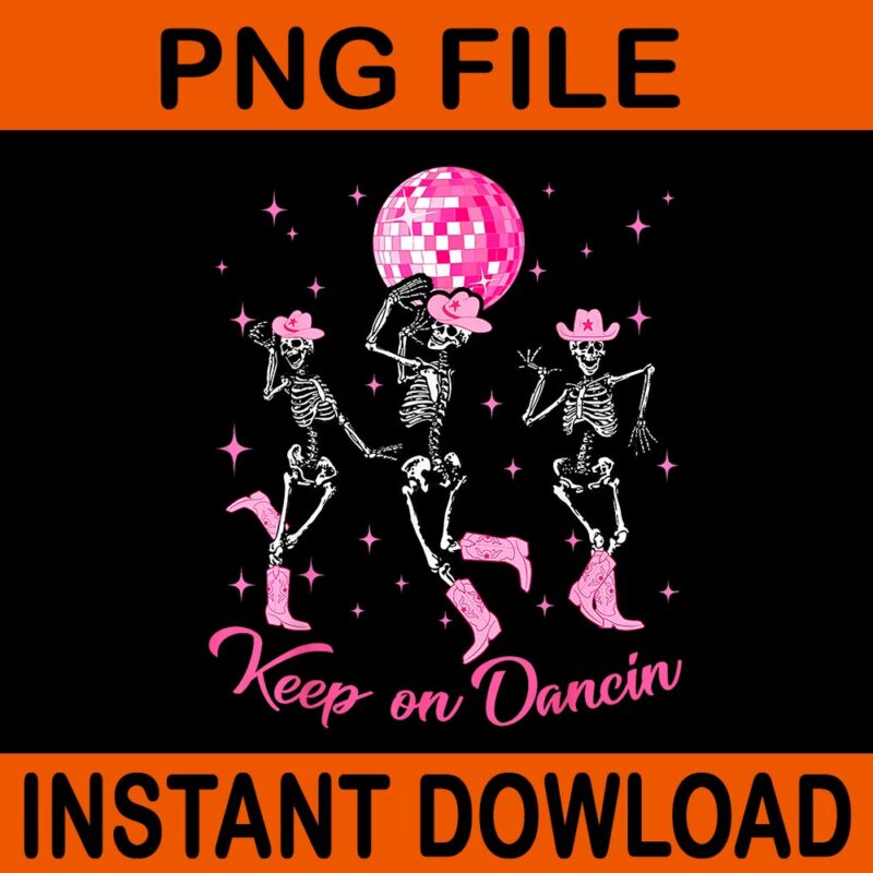 Pony Club Keep On Dancing Skeleton Cowgirl Pink Western PNG
