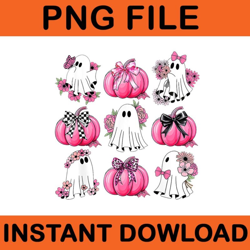 Ghost Floral Boo Halloween PNG, Ghost Floral Spooky Season PNG