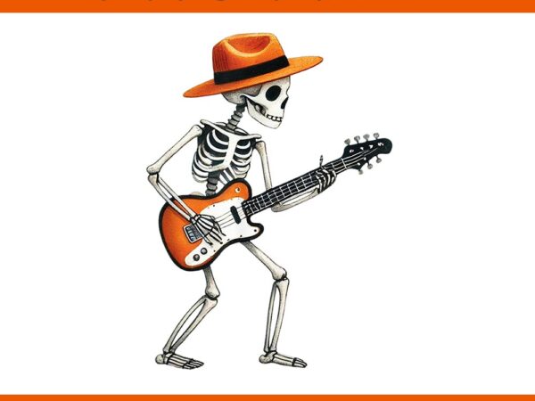 Skeleton playing electric guitar rock halloween png t shirt template vector Skeleton playing electric guitar rock halloween png t shirt template vector