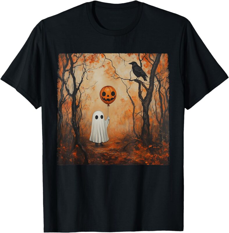 Vintage Ghost Pumpkin Gothic Halloween Ghost Spooky Season T-Shirt