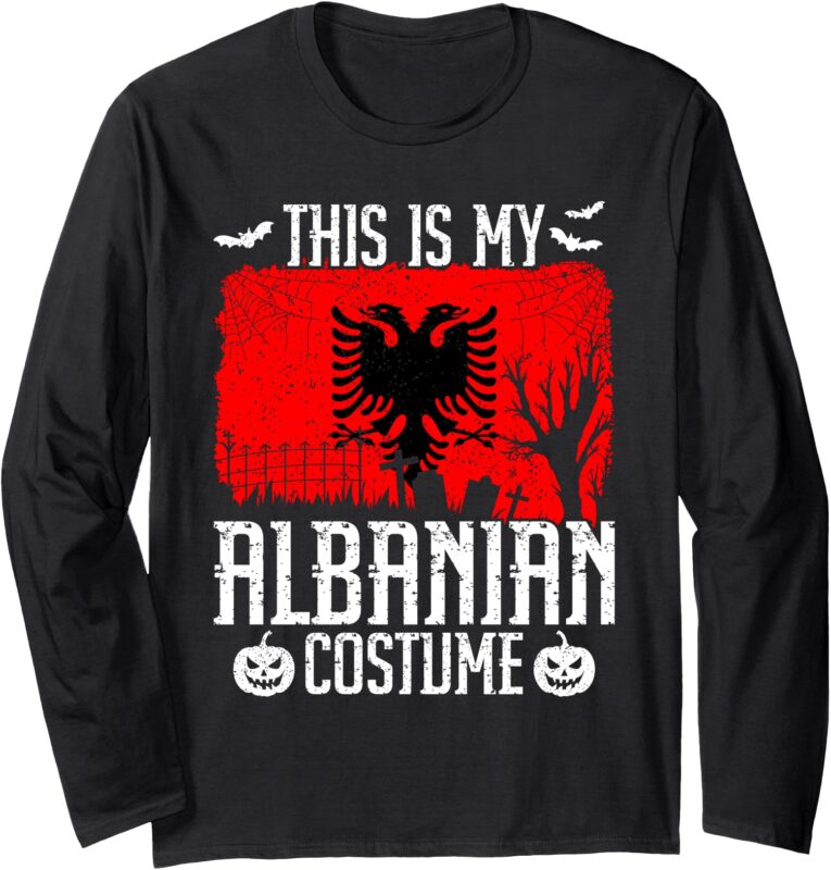 Vintage This Is My Albanian Flag Costume Funny Halloween Long Sleeve T-Shirt