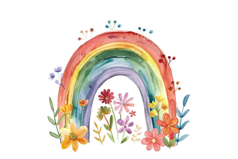 Watercolor Spring Rainbow clipart