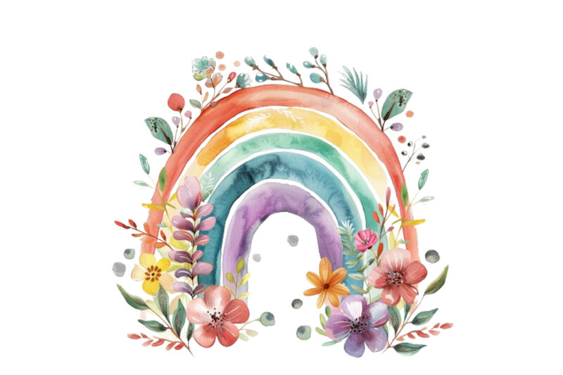 Watercolor Spring Rainbow clipart