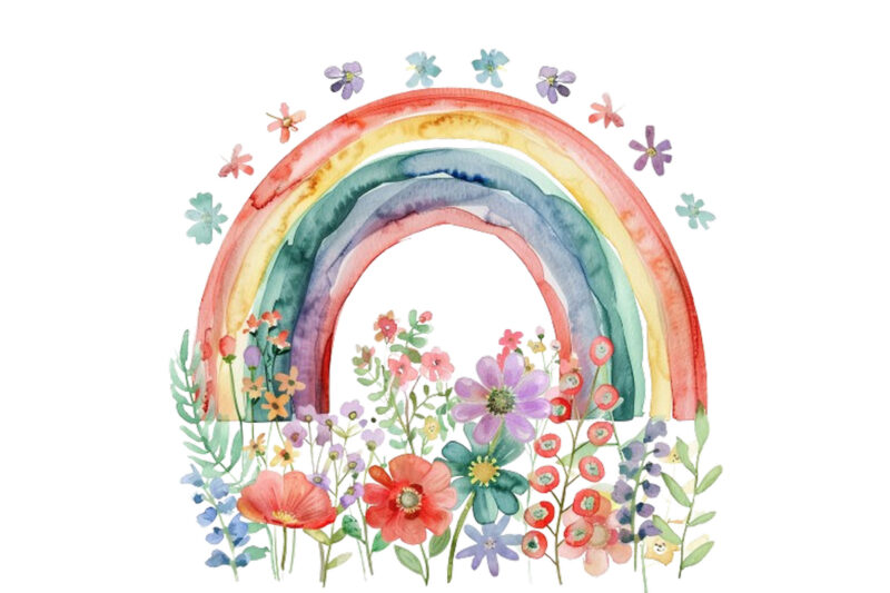 Watercolor Spring Rainbow clipart