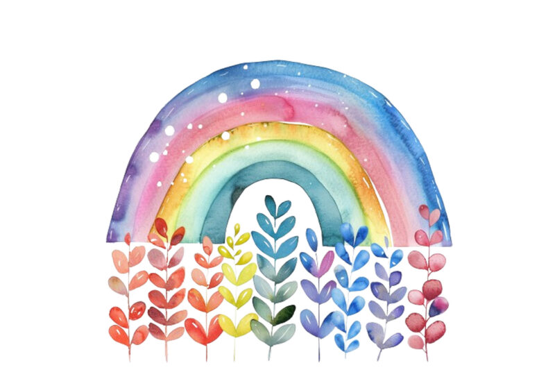 Watercolor Spring Rainbow clipart