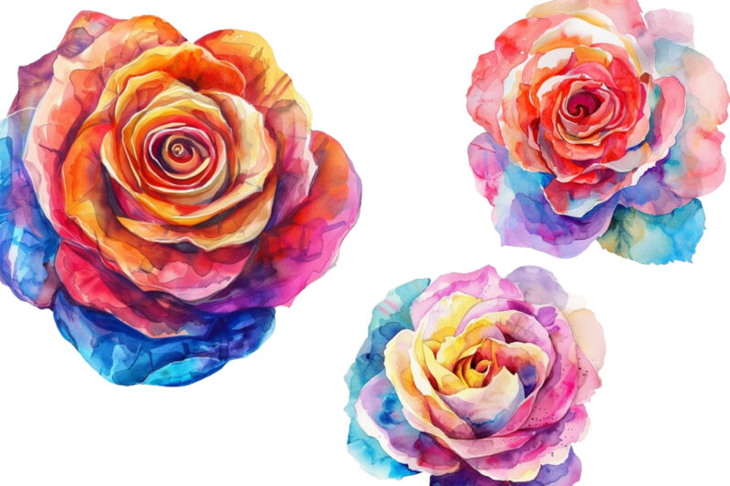Watercolor Spring Rose Clipart