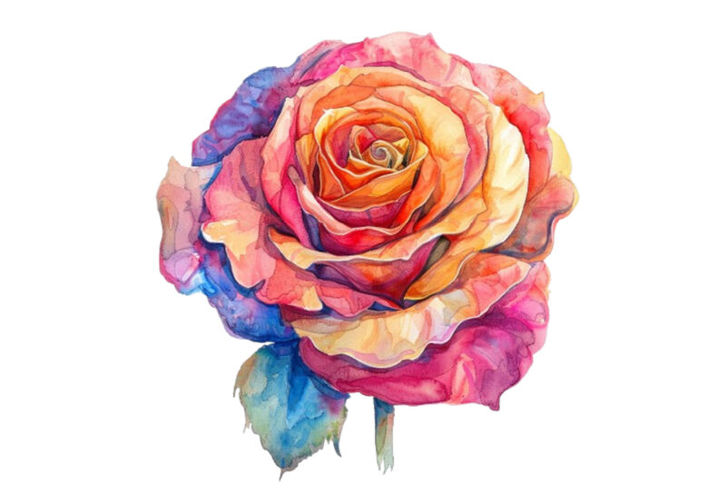 Watercolor Spring Rose Clipart