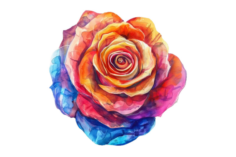 Watercolor Spring Rose Clipart
