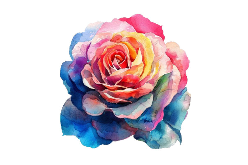 Watercolor Spring Rose Clipart