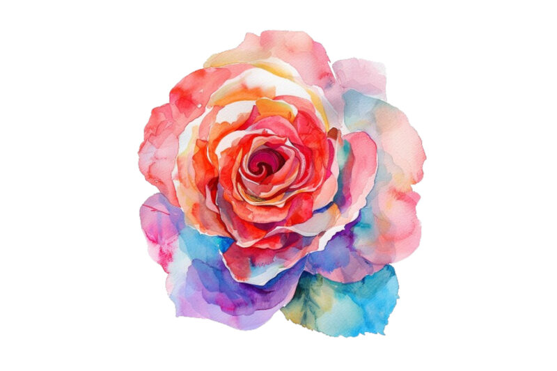 Watercolor Spring Rose Clipart