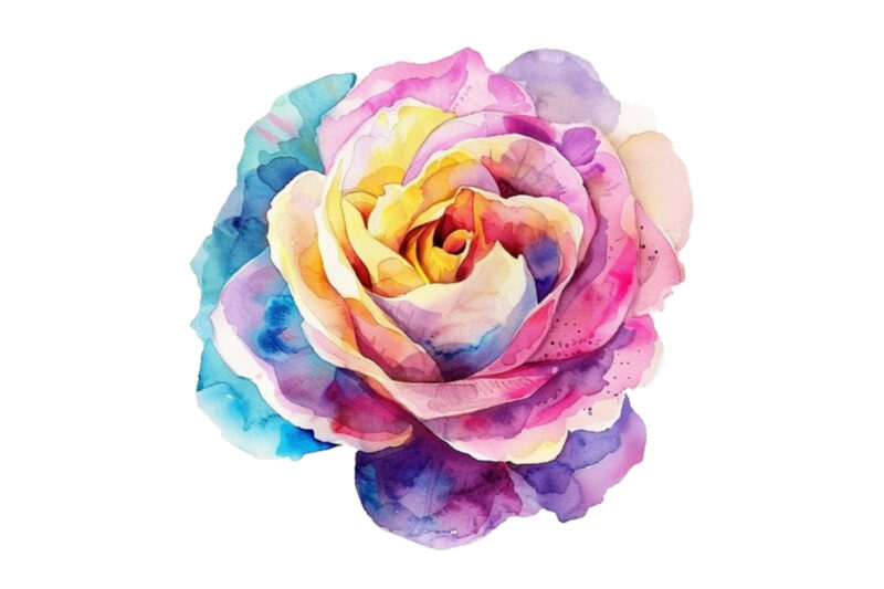 Watercolor Spring Rose Clipart