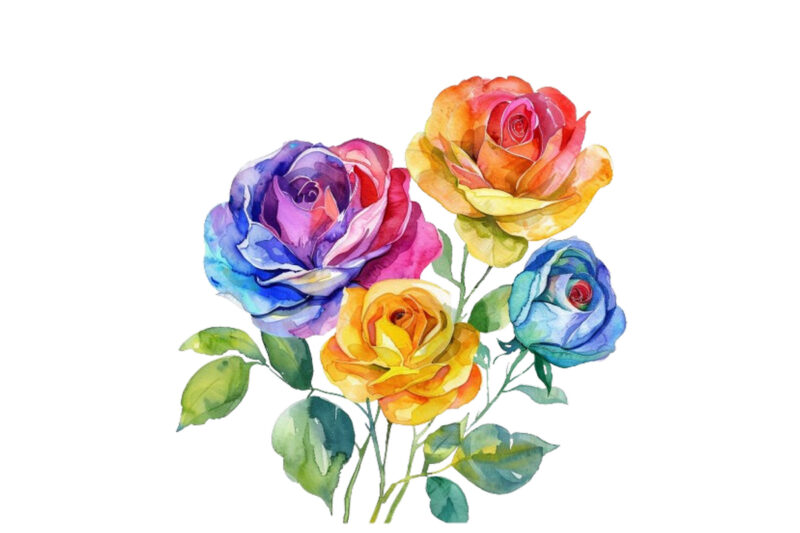 Watercolor Spring Rose Clipart