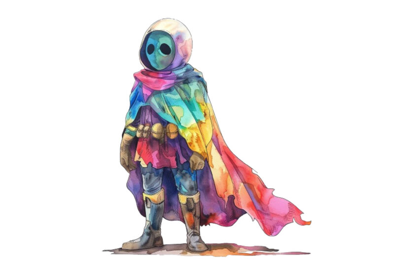 Whimsical Halloween Hero Watercolor Rainbow