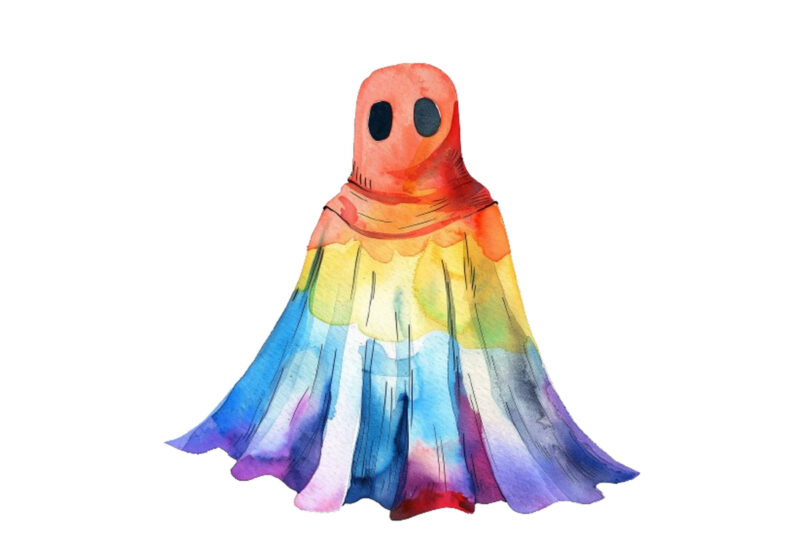 Whimsical Halloween Hero Watercolor Rainbow
