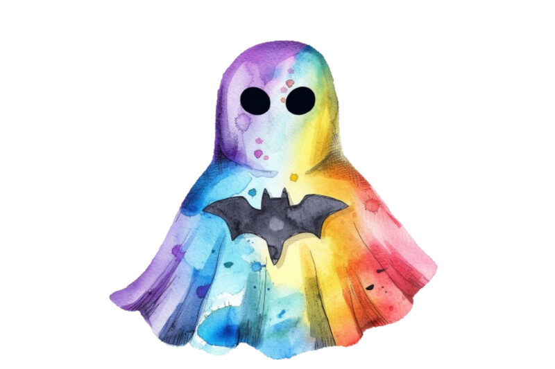 Whimsical Halloween Hero Watercolor Rainbow
