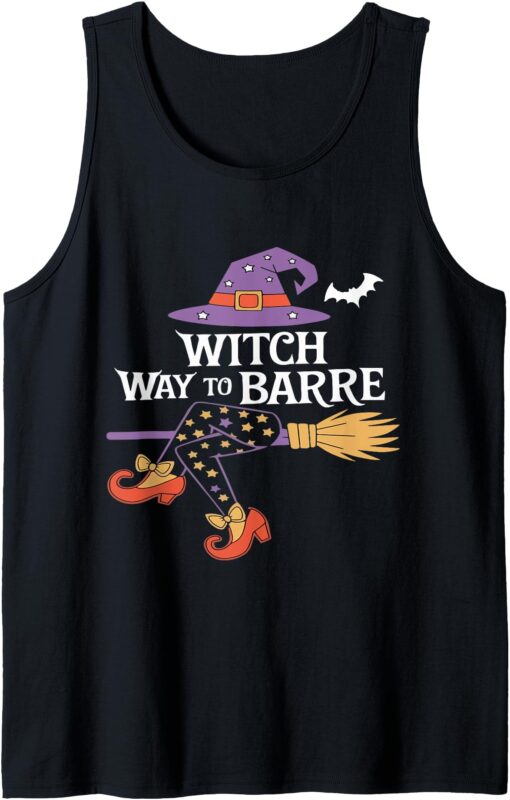 Witch Way to Barre Funny Halloween Workout Tank Top
