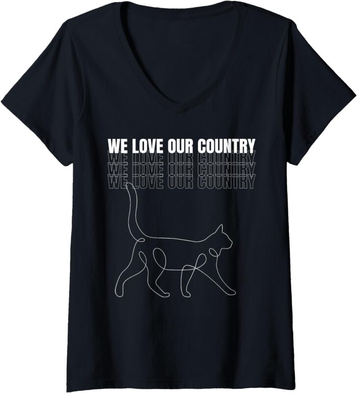 Womens Cat Lady Kamala Harris We Love Our Country V-Neck T-Shirt