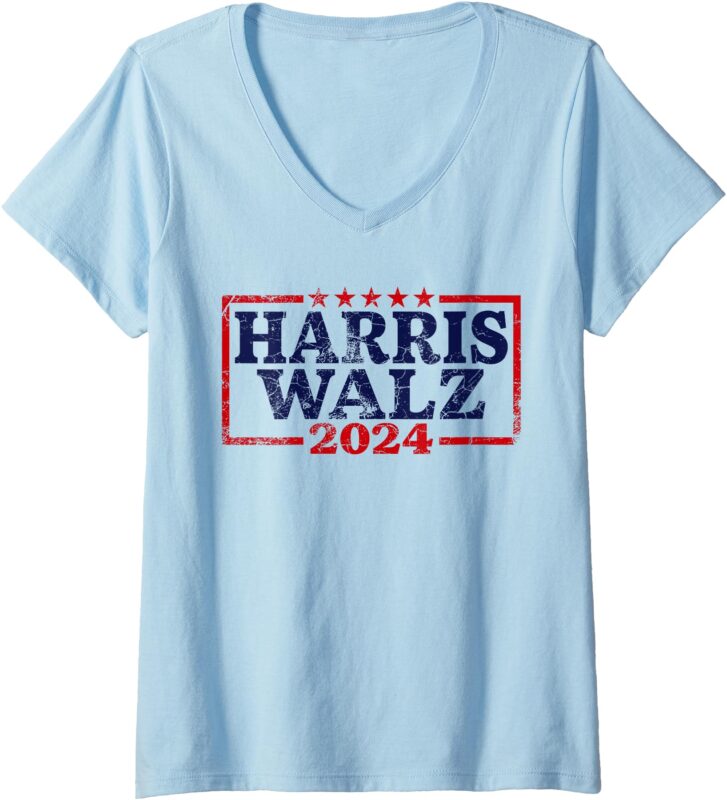 Womens Harris Waltz 2024 Election Kamala Harris Tim Waltz 2024 V-Neck T-Shirt