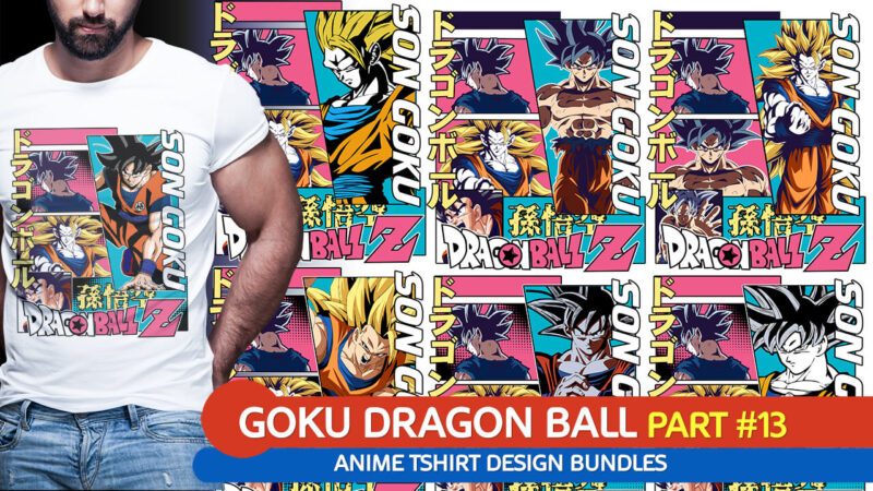 [PART#13] SON GOKU DRAGON BALL Z RETRO ANIME TSHIRT DESIGN BUNDLE