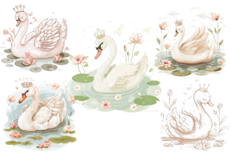 cute swan clipart