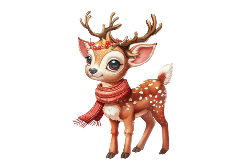 beautiful cute cartoon Reindeer