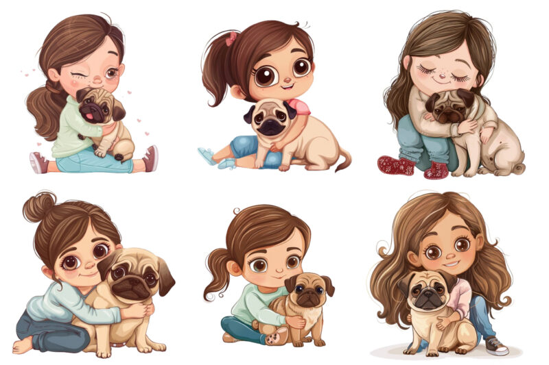 beautiful cute little girl with pretty dog