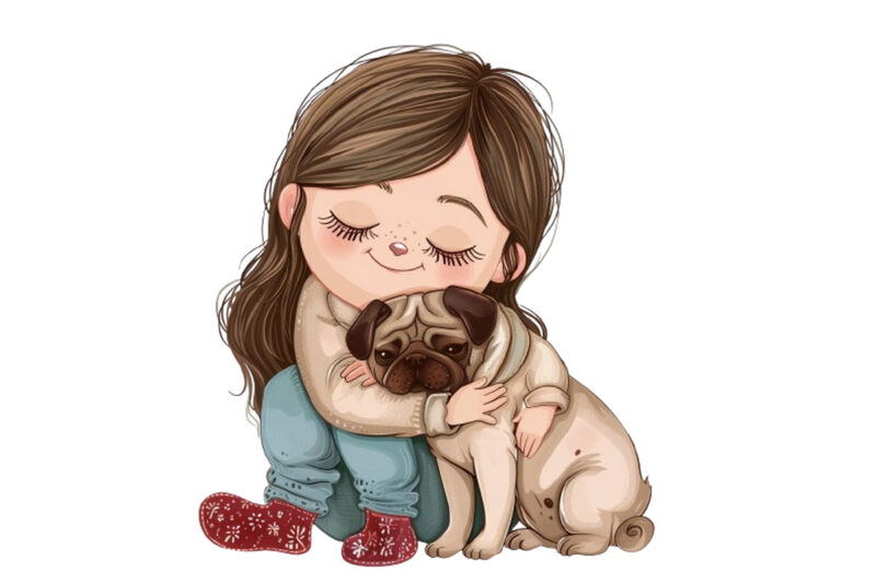beautiful cute little girl with pretty dog