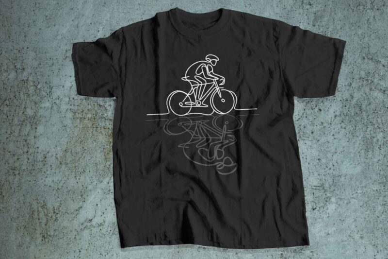 bicycle line art design mountain biker race t shirt design