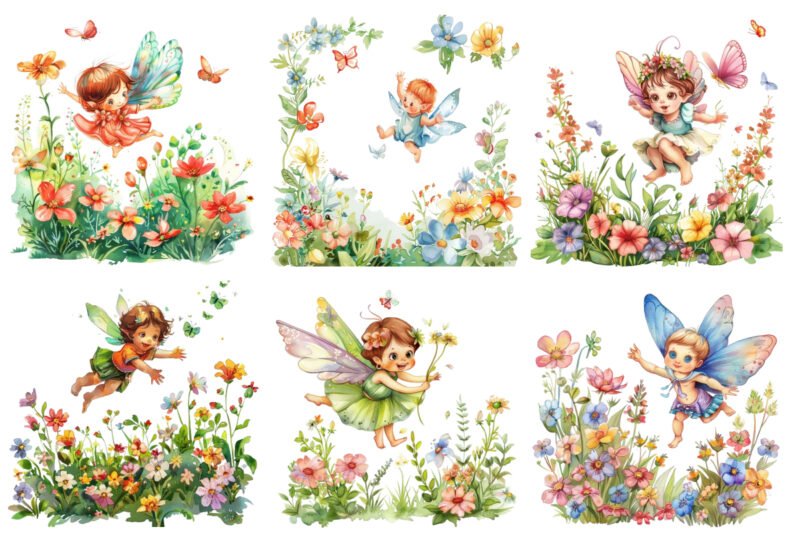 cartoon baby fairy hovering over vibrant
