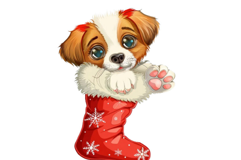 cartoon cute baby puppy with big