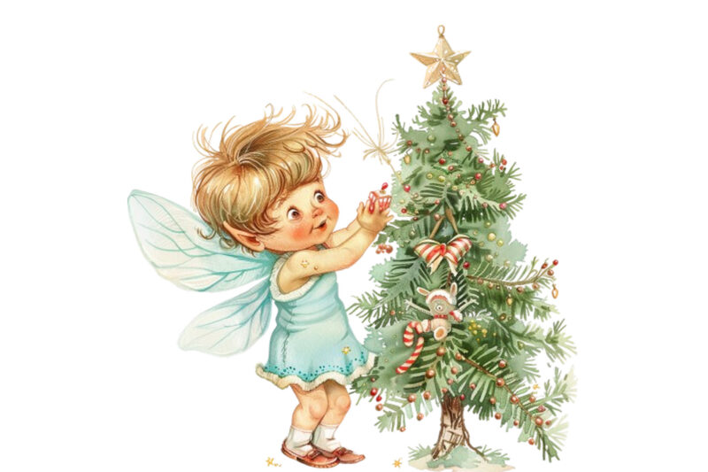 charming clipart of baby fairy Santa