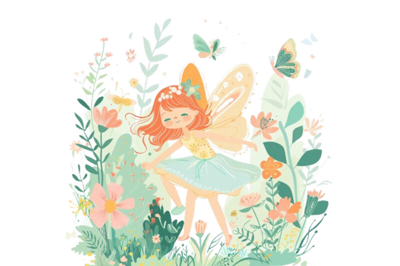 cheerful scene with fairy surrounded